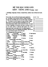 Đề thi chọn học sinh giỏi Tiếng anh lớp 6 - Năm học 2016-2017 - Trường THCS Quang Trung